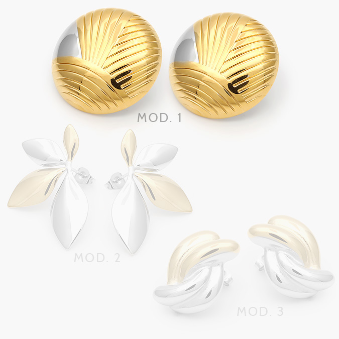 aa10257 Aretes Chunky Bicolor Acero Inoxidable 257 - Imagen 1