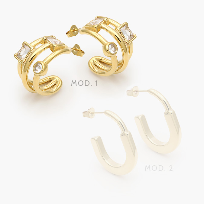 aa10267 Aretes Chunky Zirconia Acero Inoxidable 267 - Imagen 1