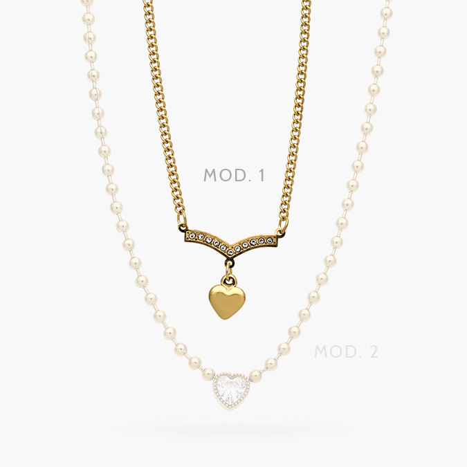 ad0600 Collar Corazon Zirconia Acero Inoxidable 600 - Imagen 1