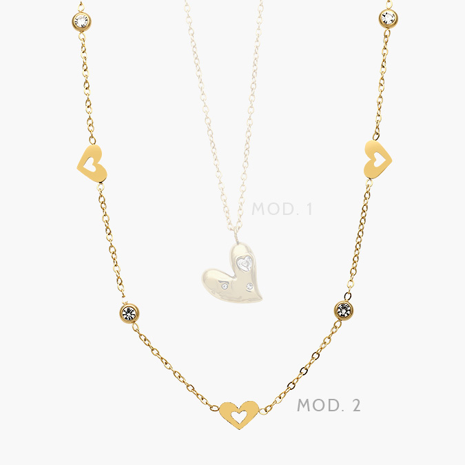 ad0601 Collar Corazon Zirconia Acero Inoxidable 601 - Imagen 1