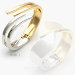 Brazalete Chunky Bicolor Liso Sin Piedras Chapa de Oro 712