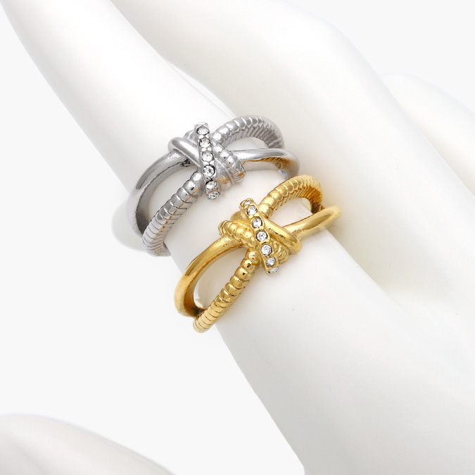 AB0614 Anillo Nudo Zirconias Acero Inoxidable 614 - Imagen 1