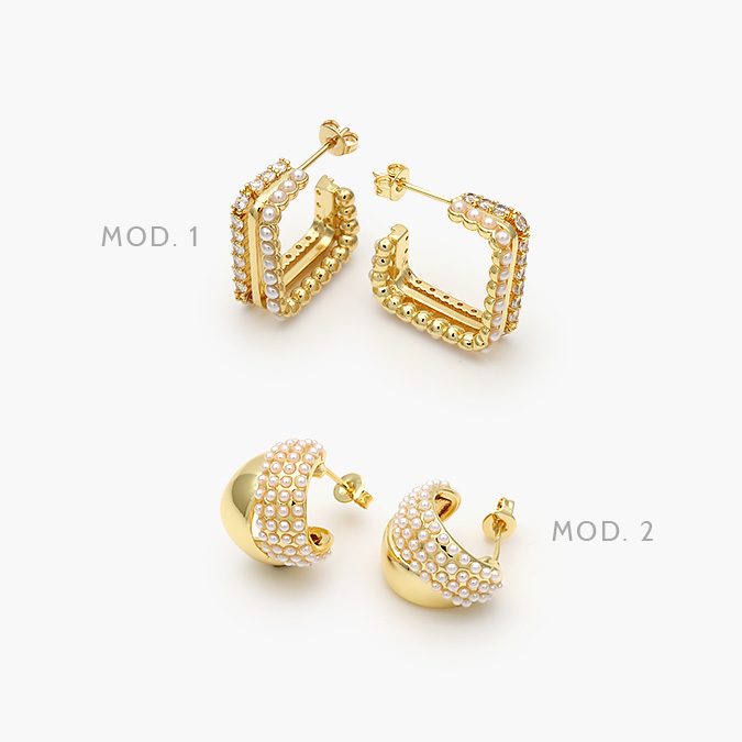 CA10659 Aretes Chapa de Oro Perlas 659 - Imagen 1