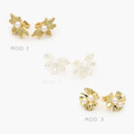 Broqueles Hojas Perlas Chapa de Oro 662