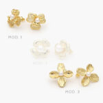 Aretes Flor Perlas Chapa de Oro 663