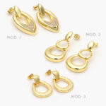 Aretes Colgantes Chunky Zirconia Blanca Chapa de Oro 671 - Modelo 1