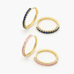 Arracadas Zirconias Rosa y Azul Chapa de Oro 928