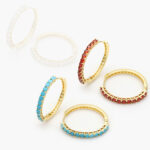 Arracadas Zirconias Roja y Azul Chapa de Oro 929
