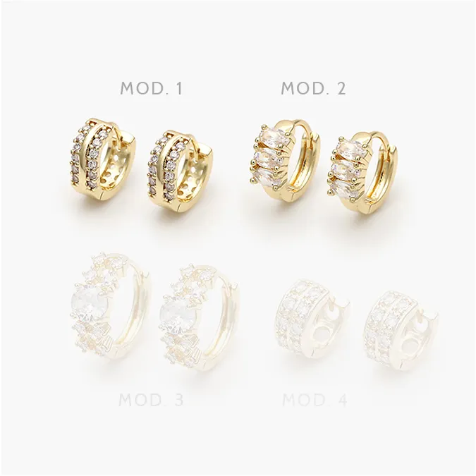 CE10 Arracadas Huggies Zirconias Blancas Chapa de Oro Grupo 10 - Imagen 1
