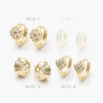 Arracadas Flores Zirconias Blancas Chapa de Oro Grupo 5 - Modelo 1