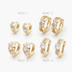 Arracadas Chapa de Oro Zirconias Blancas Grupo 13 - Modelo 1