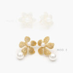 Aretes Flor Perla Chapa de Oro 664