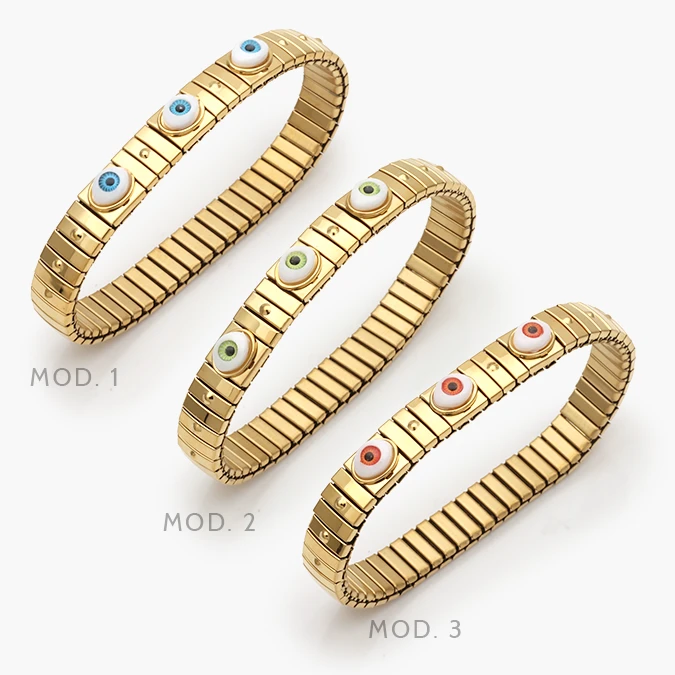 AP0800 Brazalete Elástico Ojos Turcos Acero Inoxidable 800 - Imagen 1