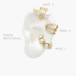 Cuff Perlas y Zirconias Blancas Chapa de Oro 132