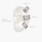 Cuff Flores y Corazones Zirconias Blancas Chapa de Rodio 134 - Modelo 1