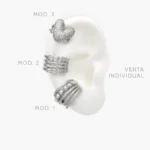 Cuff Corazon Zirconias Blancas y Perlas Chapa de Rodio 137 - Modelo 1