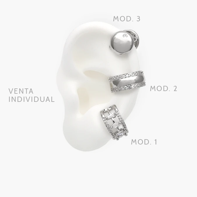 CA60138 Cuff Zirconias Blancas Chapa de Rodio 138 - Imagen 1