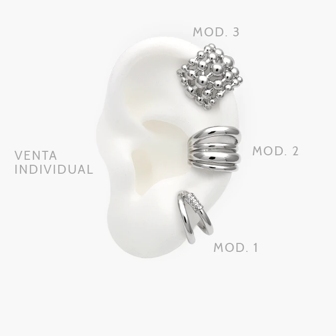 CA60139 Cuff Chunky Lisos Sin Piedras Chapa de Rodio 139 - Imagen 1