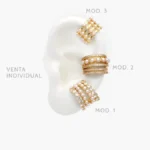 Cuff Perlas con Zirconias Blancas Chapa de Oro 142 - Modelo 1