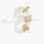 Cuff Perlas con Zirconias Blancas Chapa de Oro 144 - Modelo 1