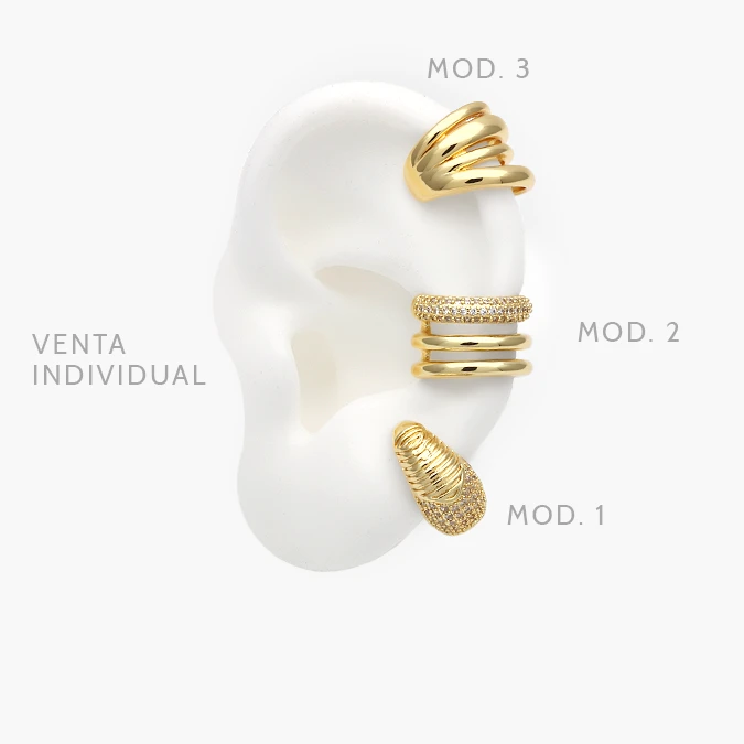 CA60147 Cuff Chunky Piedras Blancas Chapa de Oro 147 - Imagen 1