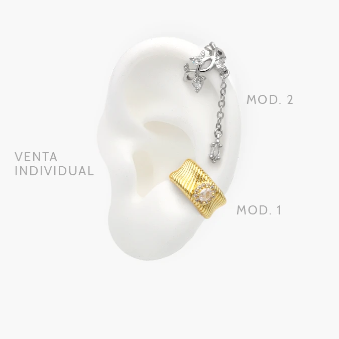 CA60148 Cuffs Zirconia Blanca Chapa de Oro/Rodio 148 - Imagen 1