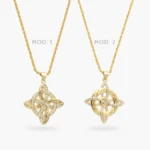 Collar Nudo de Bruja Zirconias Blancas Chapa de Oro 555 - Modelo 1