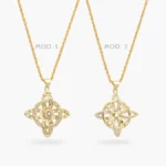 Collar Nudo de Bruja Zirconias Blancas Chapa de Oro 556