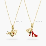 Collar Tacones, Avion, Maleta, Labial, Bolso Chapa de Oro 686
