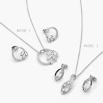 Juego Hojas Infinito Zirconias Blancas Chapa de Rodio 123