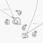 Juego Corazónes Zirconias Chapa de Rodio 126 - Modelo 1