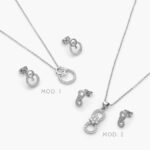 Juego Mujer Infinito Zirconias Blancas Chapa de Rodio 134
