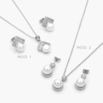 Juego Zirconias Blancas Perlas Chapa de Rodio 138 - Modelo 1