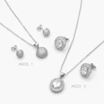Juego Zirconias Blancas Chapa de Rodio 151