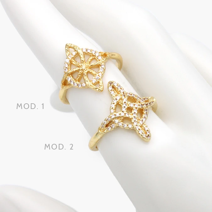 CTB1246 Anillo Ajustable Nudo de Bruja Chapa de Oro 1246 - Imagen 1