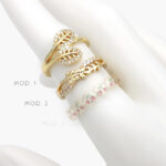 Anillo Ajustable Hojas Cereza Chapa de Oro 1251 - Modelo 1