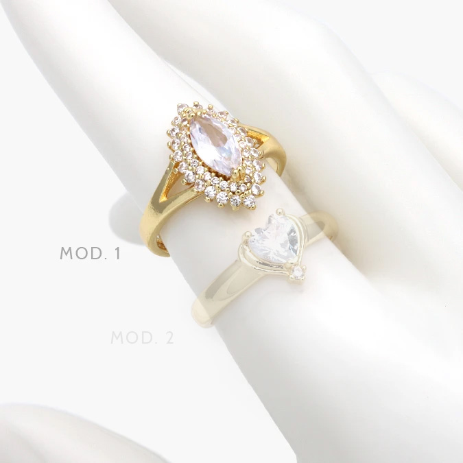 CTB1253 Anillo Ajustable Zirconia Chapa de Oro 1253 - Imagen 1
