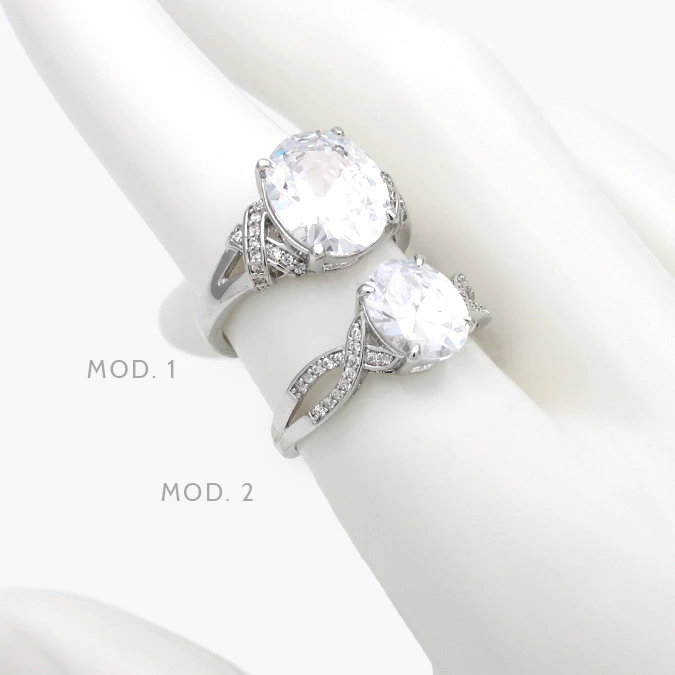 CTB1256 Anillo Ajustable Zirconia Blanca Chapa de Rodio 1256 - Imagen 1