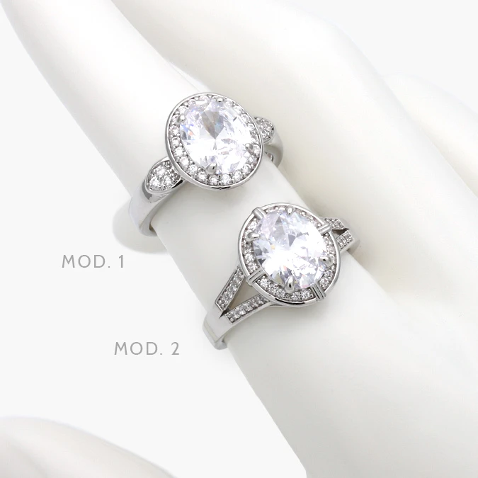 CTB1257 Anillo Ajustable Zirconia Blanca Chapa de Rodio 1257 - Imagen 1