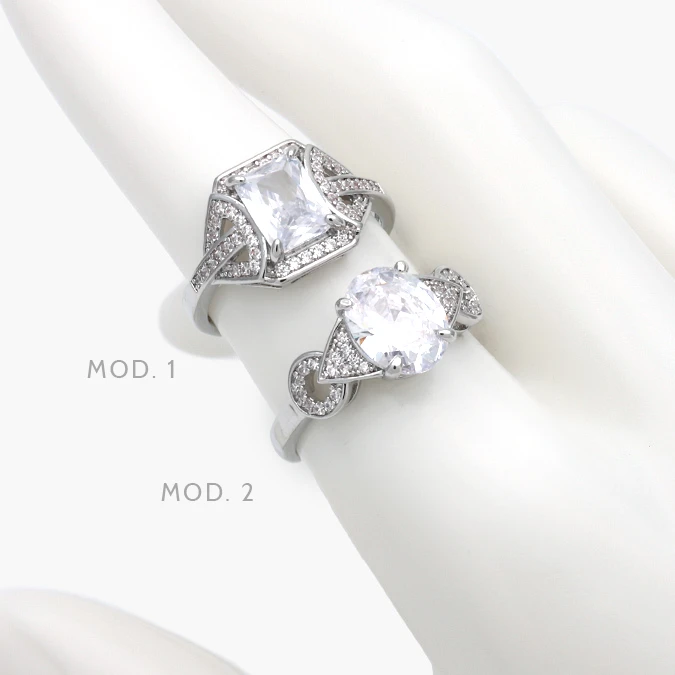 CTB1258 Anillo Ajustable Zirconia Chapa de Rodio 1258 - Imagen 1