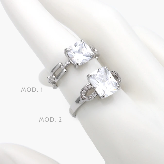 CTB1260 Anillo Ajustable Zirconia Chapa de Rodio 1260 - Imagen 1