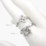 Anillo Ajustable Flor Trebol Zirconias Blancas Chapa de Rodio 1262