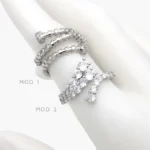 Anillo Ajustable Clavo Zirconias Blancas Chapa de Rodio 1263