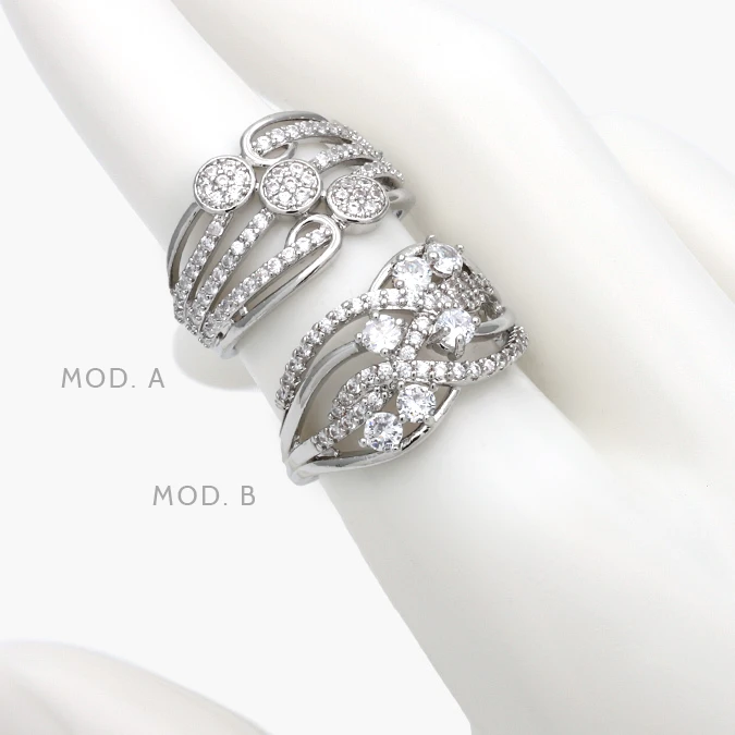CTB1265 Anillo Zirconias Chapa de Rodio 1265 - Imagen 1