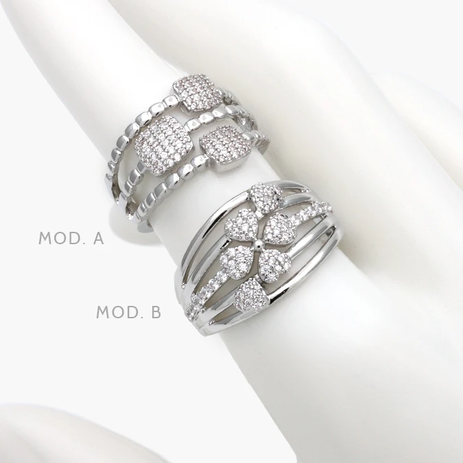 CTB1266 Anillo Zirconias Chapa de Rodio 1266 - Imagen 1