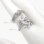 Anillo Olivo Lazo Zirconias Blancas Chapa de Rodio 1267 - Modelo A - 6