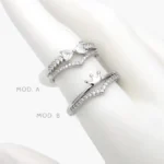 Anillo Moño Corona Zirconias Blancas Chapa de Rodio 1273 - Modelo A - 6