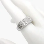 Anillo Cruz Zirconia Piedra Blanca Chapa de Rodio 1278