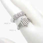 Anillo Moño Zirconias Blancas Chapa de Rodio 1280