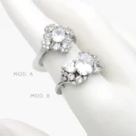 Anillo Flor Zirconia Blanca Chapa de Rodio 1281